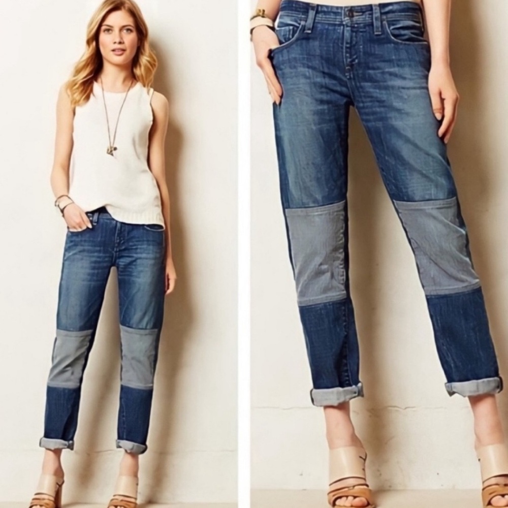 Anthropologie Pilcro Patchwork cropped Jeans